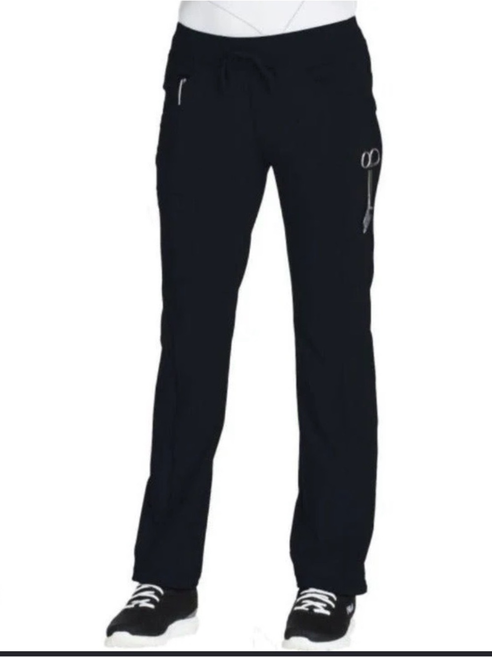 Fabletics women’s Large black elastic waist wide leg scrub pants w/pockets